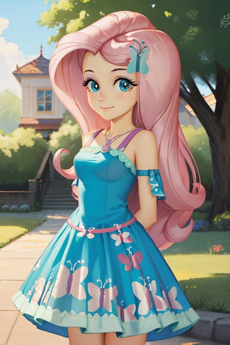 00039-2221861136-(masterpiece, best quality_1.2), , cowboy shot, solo, 1girl, mlpfluttershy, slight smile, looking at viewer, arms behind back, h.jpg